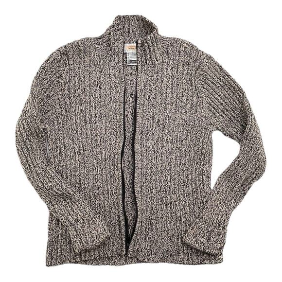 Talbots Petite Med Fisherman Style Thick Zip Up Cardigan Brown Black Heavy EUC - Picture 1 of 10